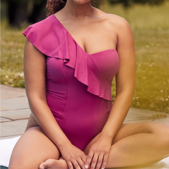 Anthropologie Other - ✨ Anthropologie Asymmetrical Flounce One-Piece Swimsuit Sz XL